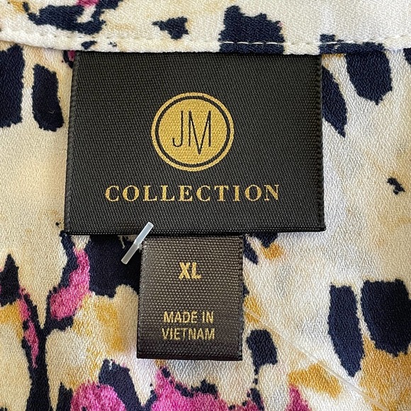 JM Collection Sleeveless Zip Front Top Geometric - Picture 5 of 9